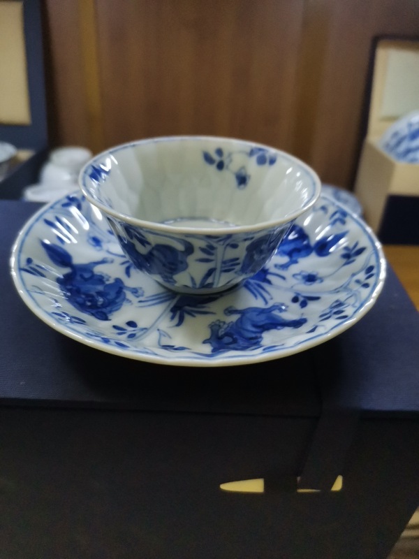 清康熙·青花瑞兽纹杯碟（不接大刀）拍卖，当前价格2850元