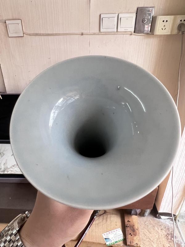 古玩陶瓷【精品立件】天藍釉弦文花觚拍賣,當前價格6500元