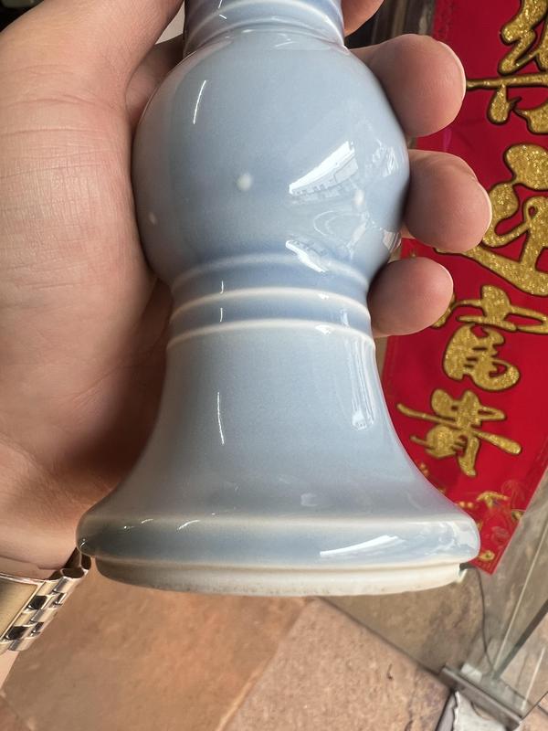 古玩陶瓷【精品立件】天藍釉弦文花觚拍賣,當前價格6500元