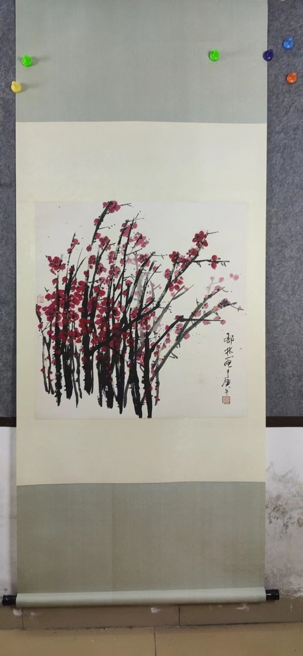 古玩字畫鄧小平長女中美協(xié)會員鄧林花卉圖拍賣，當(dāng)前價(jià)格3000元