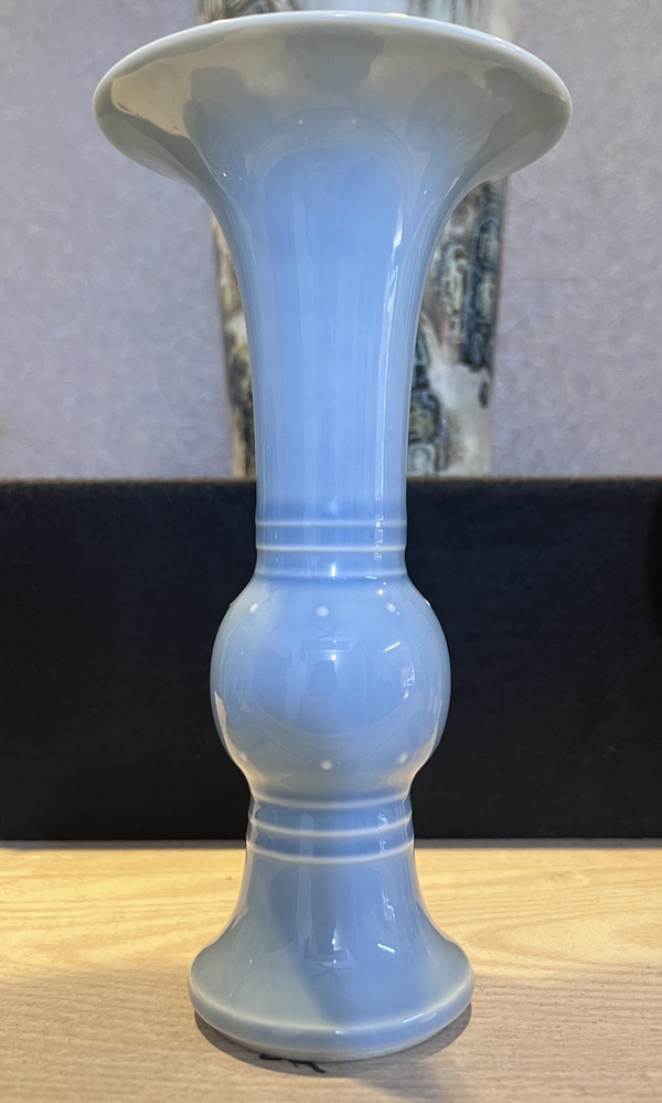 古玩轉(zhuǎn)賣【精品立件】天藍(lán)釉弦文花觚拍賣，當(dāng)前價格688元