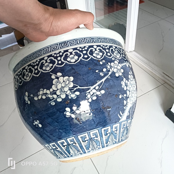 古玩陶瓷青花留白冰梅卷缸拍賣，當(dāng)前價格14600元