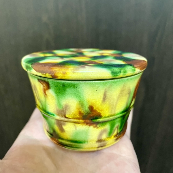 古玩陶瓷黃地虎皮三彩蓋缸拍賣，當前價格1280元