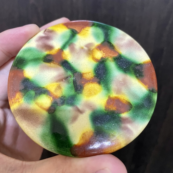 古玩陶瓷黃地虎皮三彩蓋缸拍賣，當前價格1280元