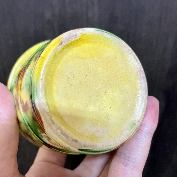 古玩陶瓷黃地虎皮三彩蓋缸拍賣，當前價格1280元