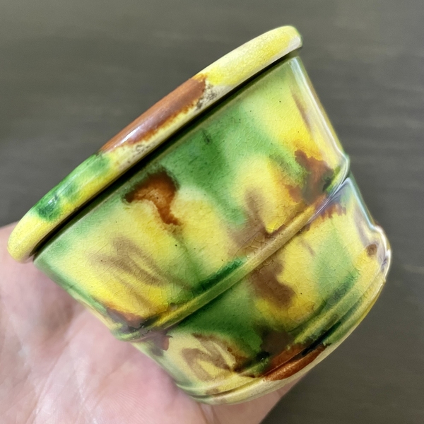 古玩陶瓷黃地虎皮三彩蓋缸拍賣，當前價格1280元