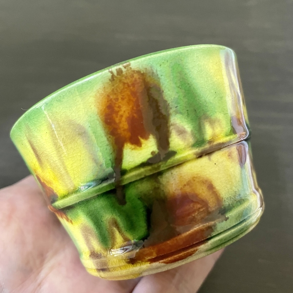 古玩陶瓷黃地虎皮三彩蓋缸拍賣，當前價格1280元