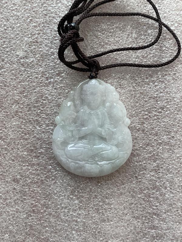 古玩玉器天然翡翠雕“觀音”掛件拍賣,當前價格345元