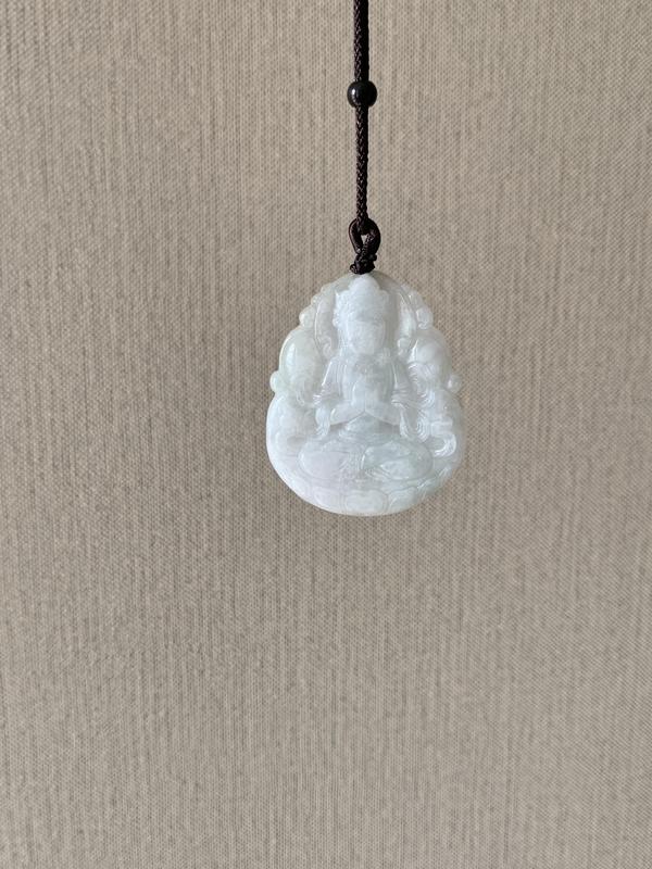 古玩玉器天然翡翠雕“觀音”掛件拍賣,當前價格345元