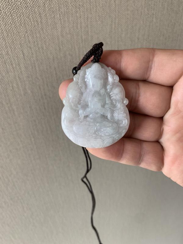 古玩玉器天然翡翠雕“觀音”掛件拍賣,當前價格345元