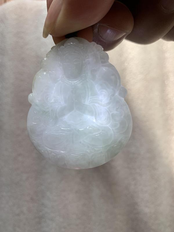 古玩玉器天然翡翠雕“觀音”掛件拍賣,當前價格345元