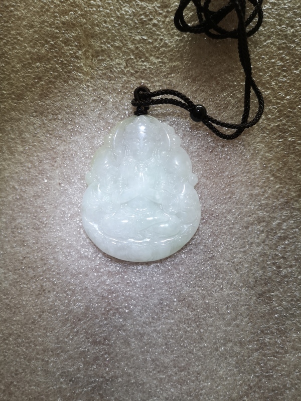 古玩玉器天然翡翠雕“觀音”掛件拍賣,當前價格345元