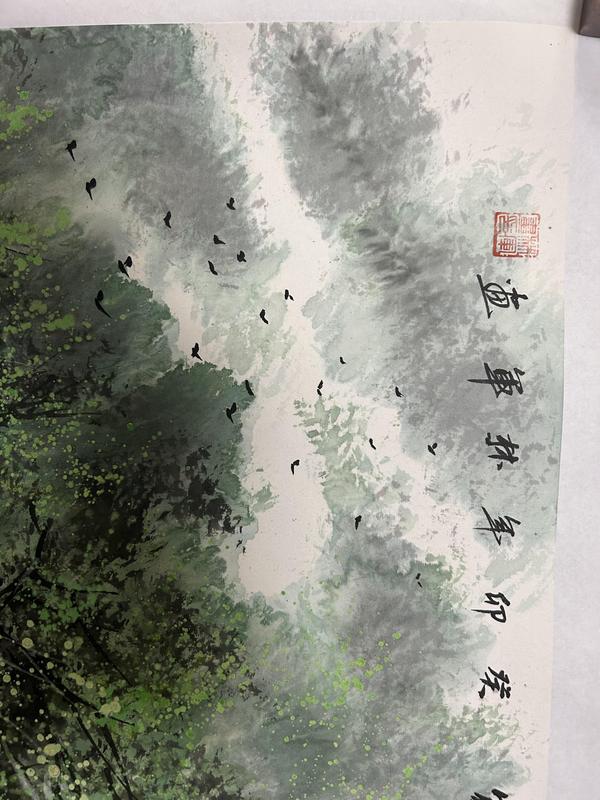 古玩字畫林軍《彩墨水鄉(xiāng)》拍賣，當前價格750元