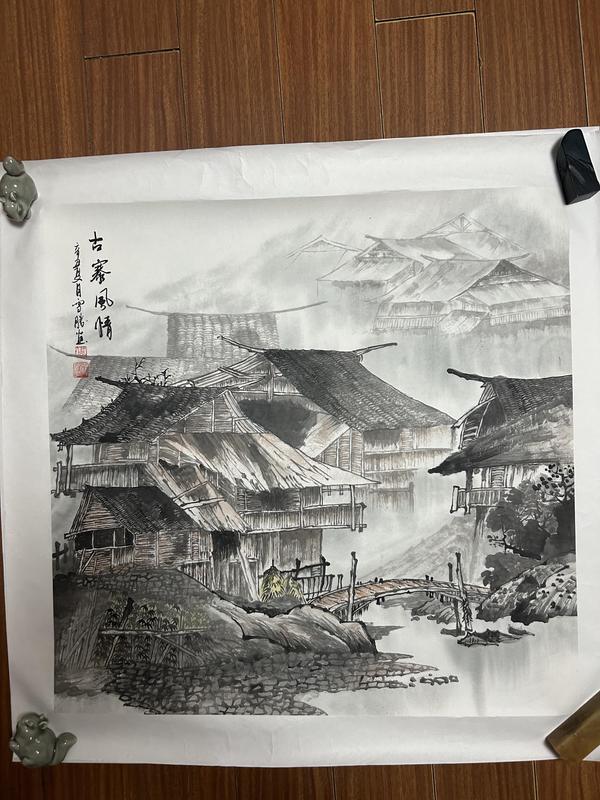 古玩字畫周雪勝老師精品寫生國畫山水拍賣，當(dāng)前價格655元