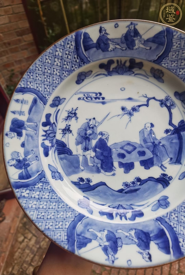古玩青花王质遇仙图盘真品鉴赏图