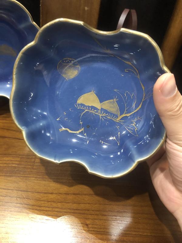 古玩陶瓷(新年放漏中)清末民初-藍釉描金-花卉紋貢碗拍賣,當前價格792元