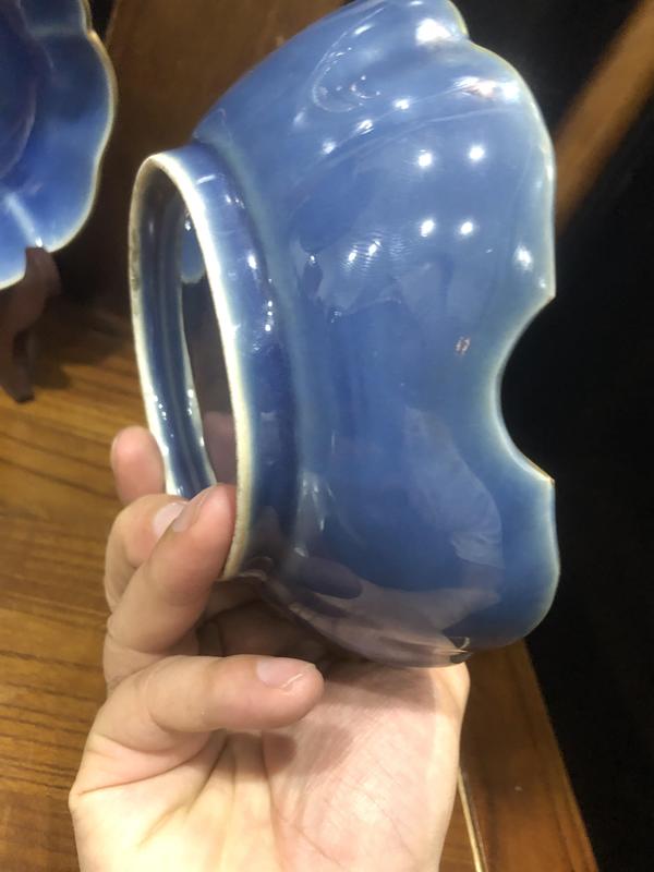 古玩陶瓷(新年放漏中)清末民初-藍釉描金-花卉紋貢碗拍賣,當前價格792元