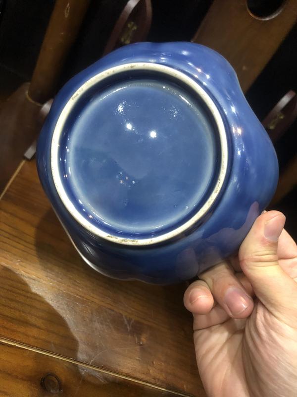 古玩陶瓷(新年放漏中)清末民初-藍釉描金-花卉紋貢碗拍賣,當前價格792元