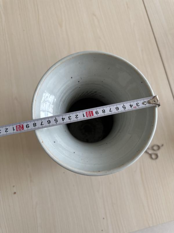 古玩陶瓷清中期.青花纏枝花卉喜字紋盤口大瓶拍賣,當前價格4500元