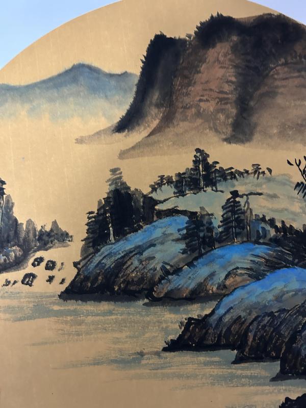 古玩字畫李山聚老師精品斗方《山鄉》拍賣,當前價格458元