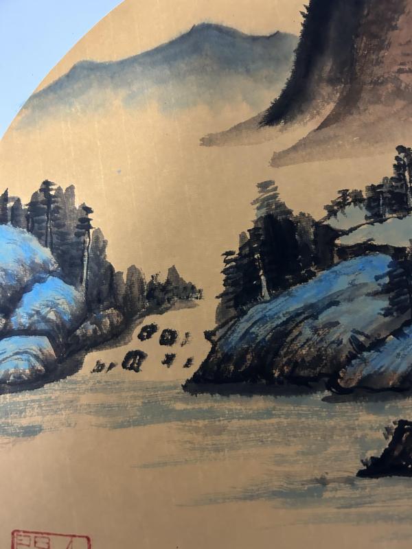 古玩字畫李山聚老師精品斗方《山鄉》拍賣,當前價格458元
