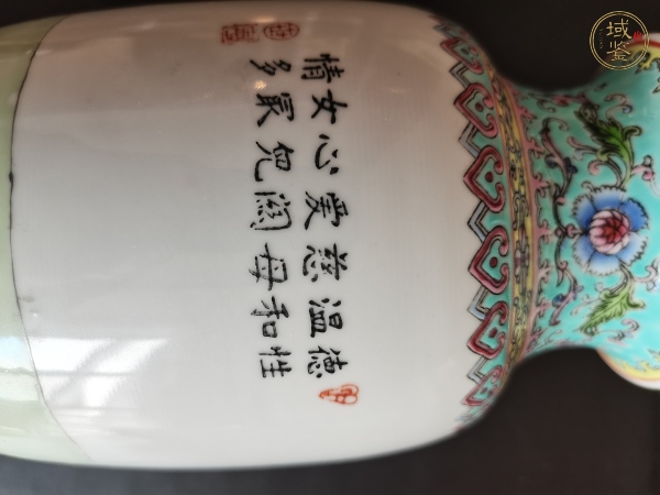 古玩陶瓷三娘教子图灯笼瓶真品鉴赏图