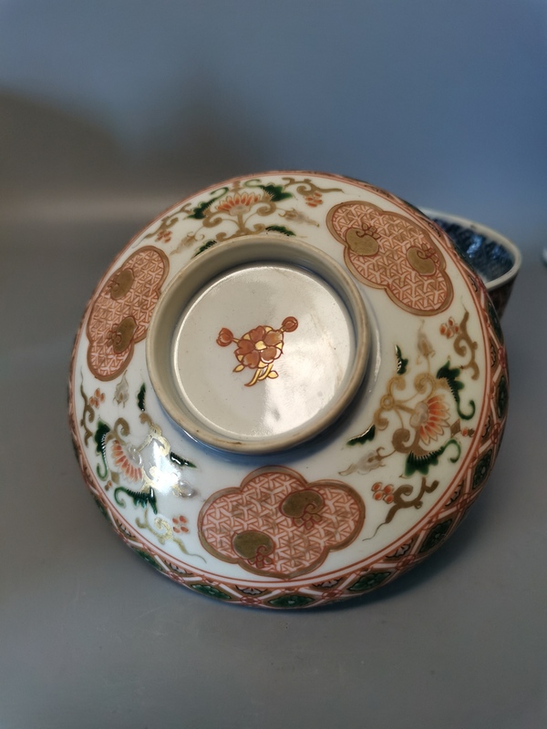 古玩陶瓷【有贈品】晚清民國青花五彩描金花卉蓋碗拍賣,當前價格796元