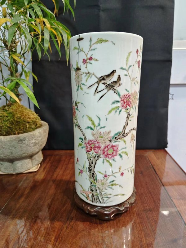 古玩轉(zhuǎn)賣粉彩花鳥紋帽筒拍賣，當(dāng)前價(jià)格228元