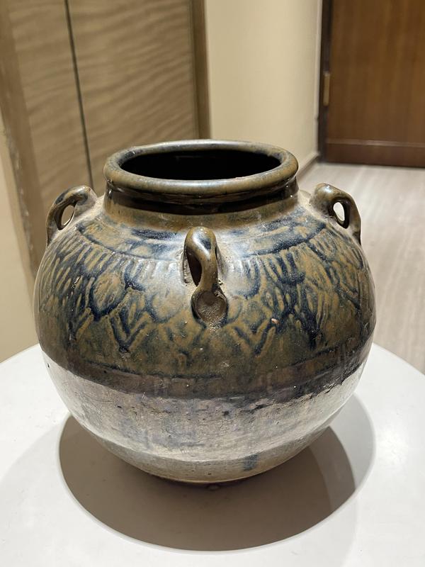 古玩陶瓷磁州窯窯變黑釉四系罐拍賣,當前價格699元