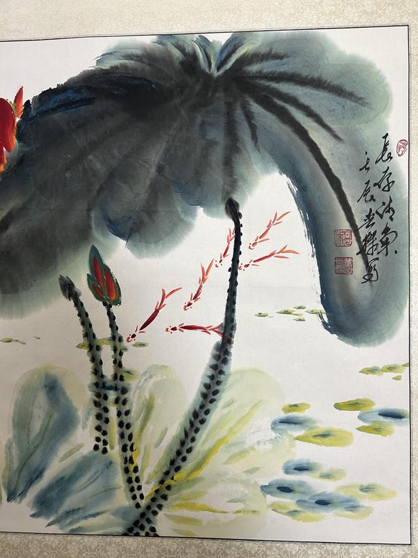 古玩字畫(huà)白世杰老師精品大寫(xiě)意《荷花花鳥(niǎo)》拍賣(mài)，當(dāng)前價(jià)格1988元