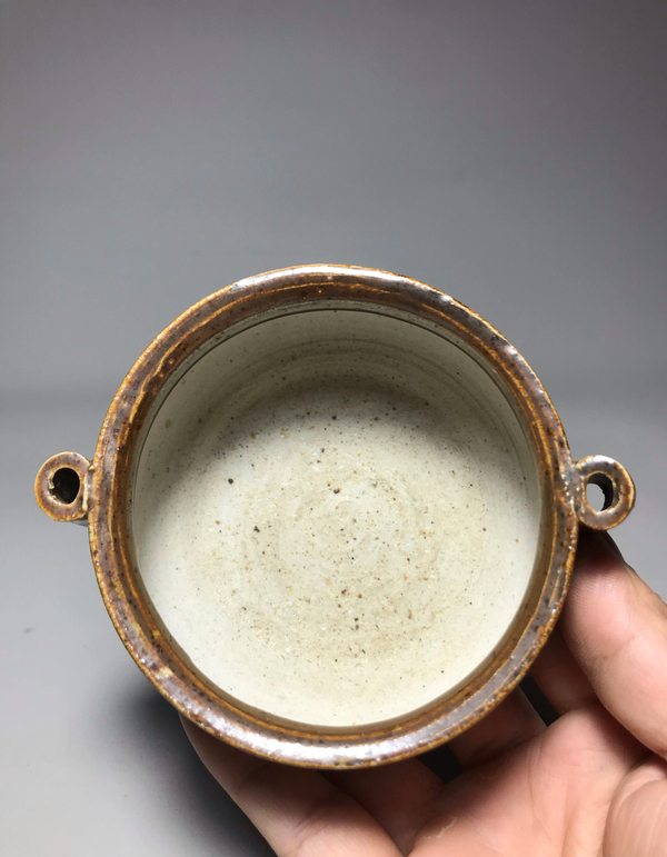 古玩陶瓷紫金釉雙耳香爐拍賣,當前價格1888元