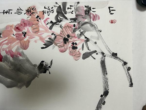 古玩字畫廖忠柳老師精品《山花爛漫》拍賣，當(dāng)前價(jià)格450元