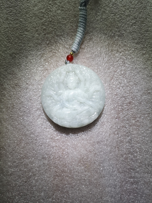 古玩玉器天然翡翠雕“千手觀音”牌拍賣,當前價格750元
