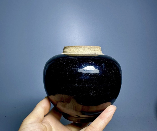 古玩陶瓷金元时期黑釉茶罐【精品茶叶罐】拍卖，当前价格0元