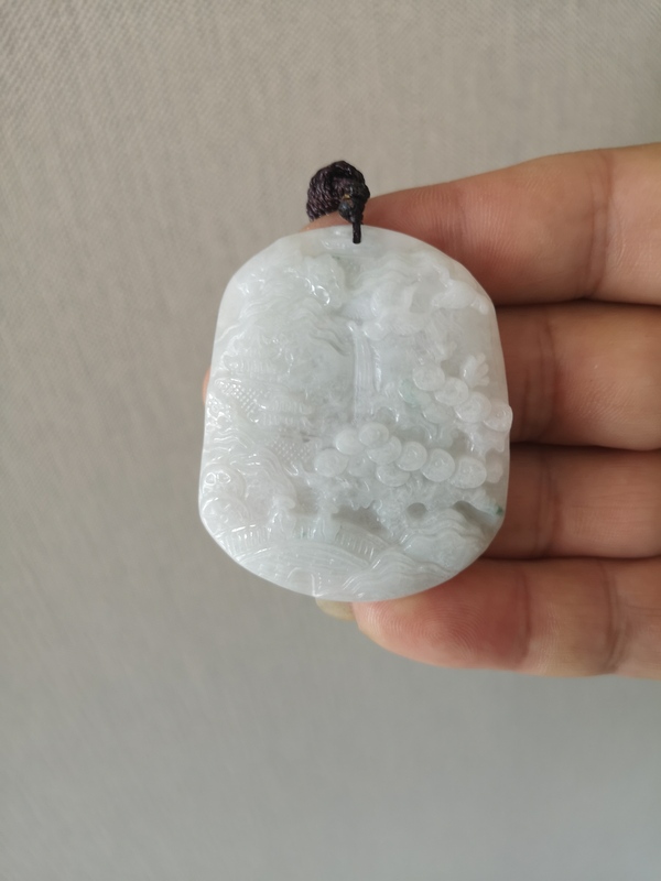 古玩玉器天然翡翠雕“山水”掛牌拍賣,當前價格398元