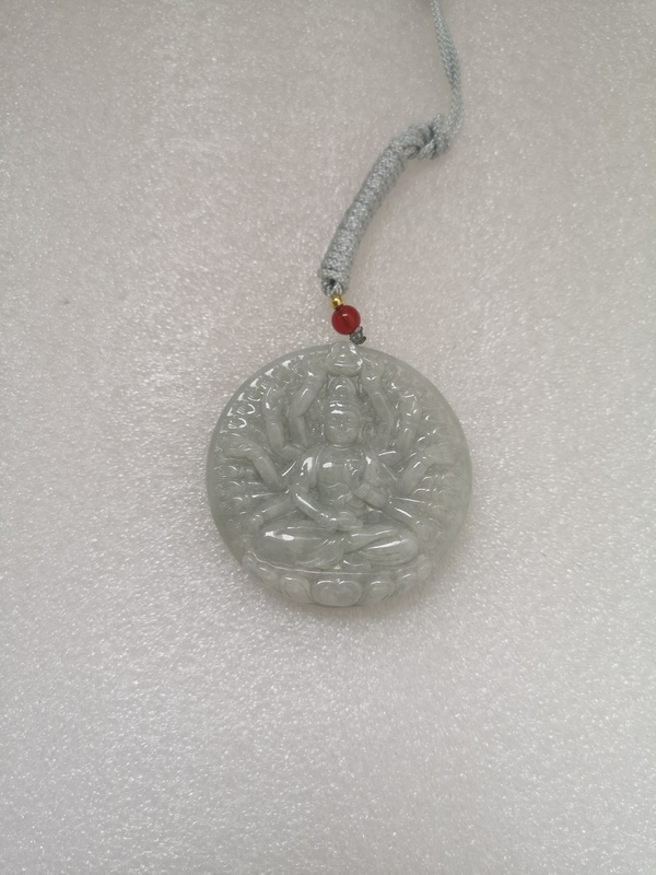 古玩玉器天然翡翠雕“千手觀音”牌拍賣,當前價格750元