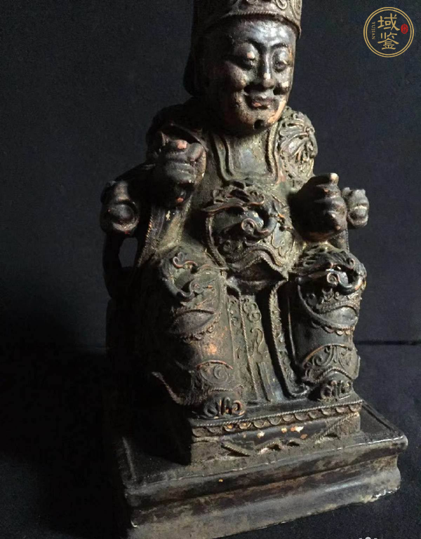 古玩雜項(xiàng)木雕膝線土地財(cái)神爺真品鑒賞圖