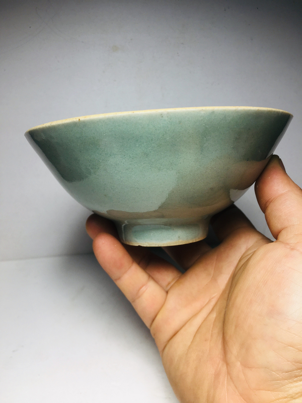 古玩陶瓷豆青釉碗拍賣,當前價格299元