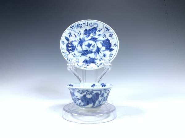 古玩陶瓷康熙·青花瑞兽纹杯碟拍卖，当前价格1548元