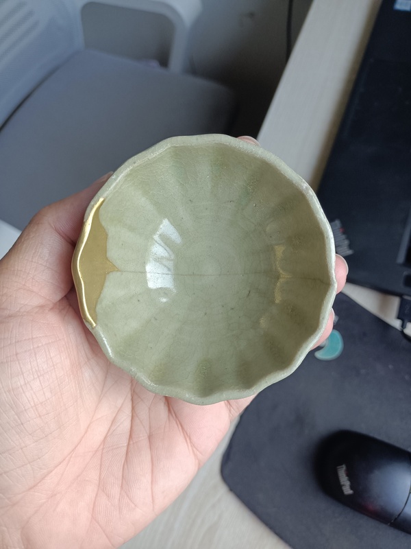 古玩陶瓷元代?龍泉青瓷蓮子杯拍賣,當前價格3300元