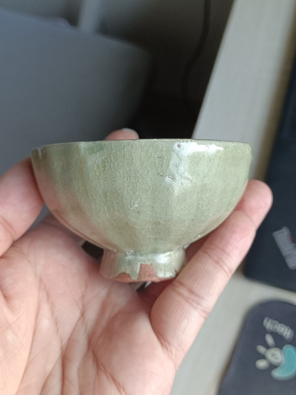 古玩陶瓷元代?龍泉青瓷蓮子杯拍賣,當前價格3300元