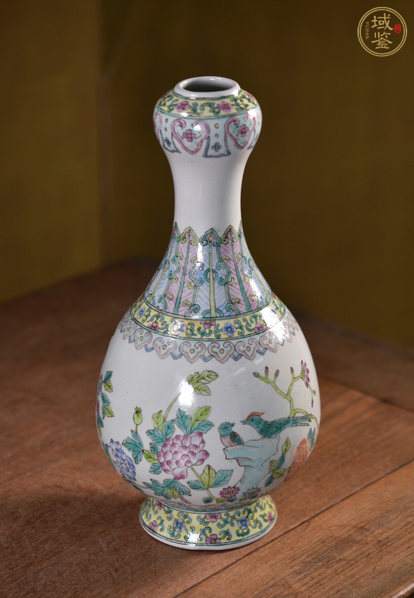 古玩陶瓷花鸟纹蒜头瓶真品鉴赏图