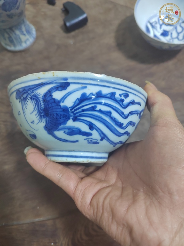 古玩陶瓷嘉萬青花龍鳳紋碗真品鑒賞圖