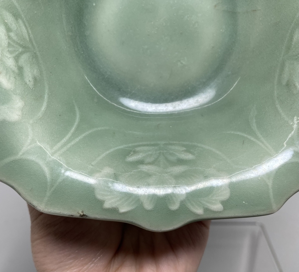 古玩陶瓷清末冬青釉葵花碗拍賣,當(dāng)前價(jià)格580元