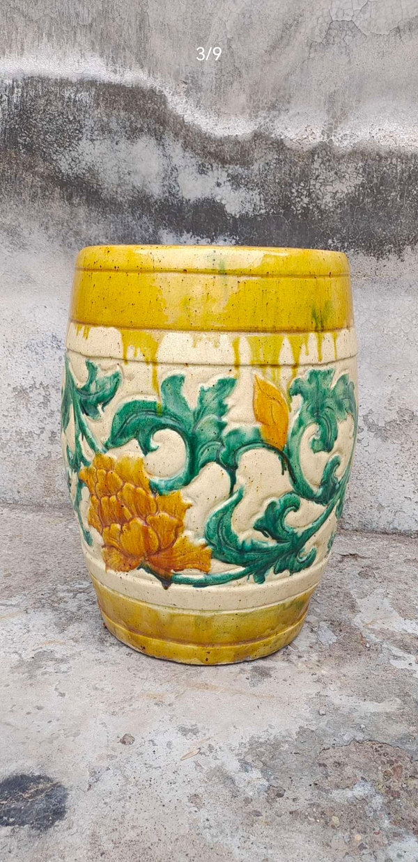 古玩陶瓷素三彩花卉紋瓷墩拍賣,當(dāng)前價(jià)格4600元