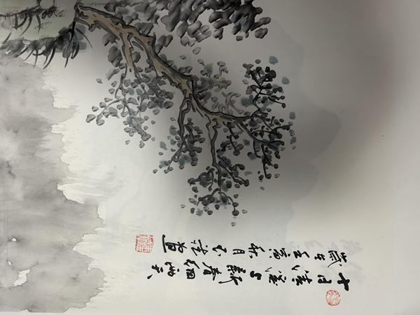 古玩字畫朱玉斌老師精品斗方《山水》拍賣，當(dāng)前價(jià)格450元