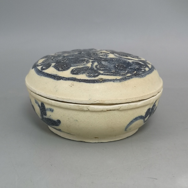 古玩陶瓷明中晚期青花花卉紋粉盒拍賣,當前價格1600元