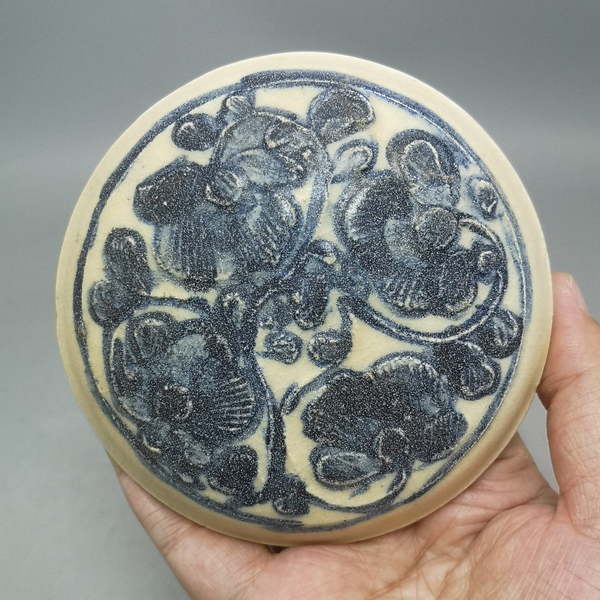 古玩陶瓷明中晚期青花花卉紋粉盒拍賣,當前價格1600元