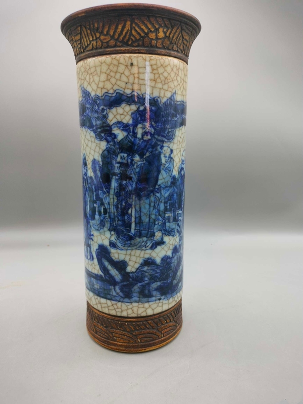 古玩陶瓷哥釉***青花人物故事紋花觚拍賣,當前價格6888元