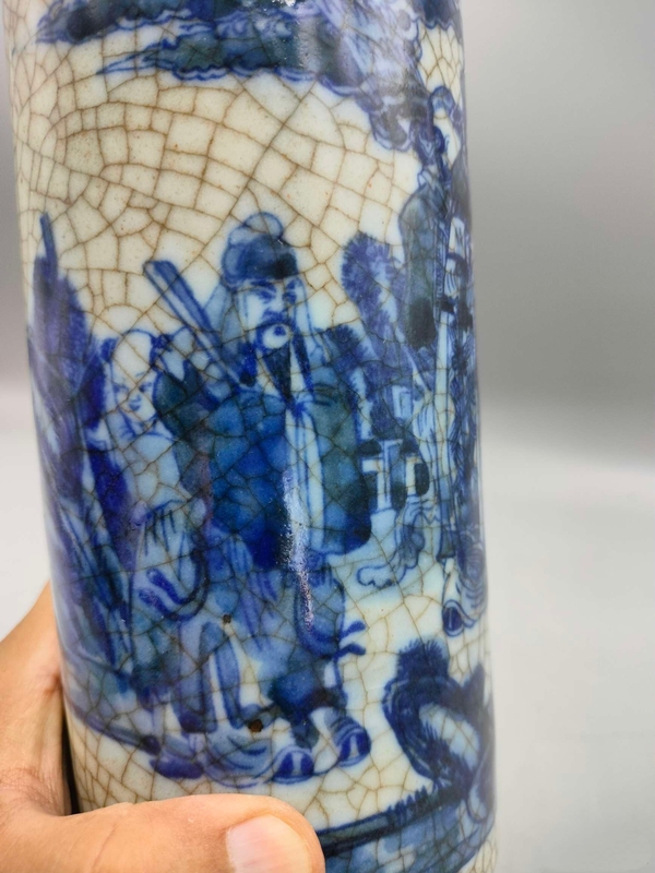古玩陶瓷哥釉***青花人物故事紋花觚拍賣,當前價格6888元